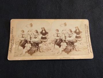 Originele stereo foto strand 1897 New York beschikbaar voor biedingen