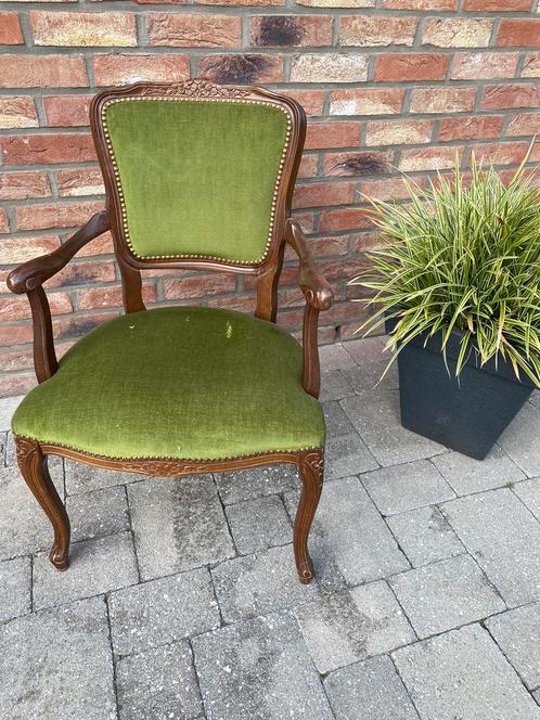 Ancien fauteuil de style vert, Antiquités & Art, Antiquités | Meubles | Chaises & Canapés