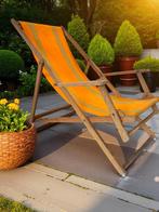 Vintage oranje opklapbare tuinstoel / strandstoel, Ophalen of Verzenden