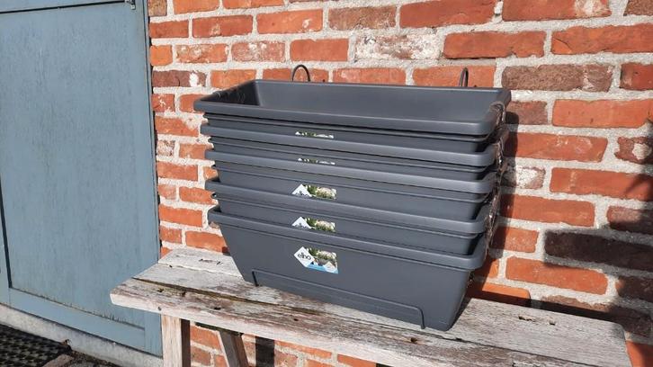 Elho Barcelona balkonbloembak 27,5x49,5 cm antraciet, Tuin en Terras, Bloembakken en Plantenbakken, Nieuw, Balkon, Tuin, Ophalen