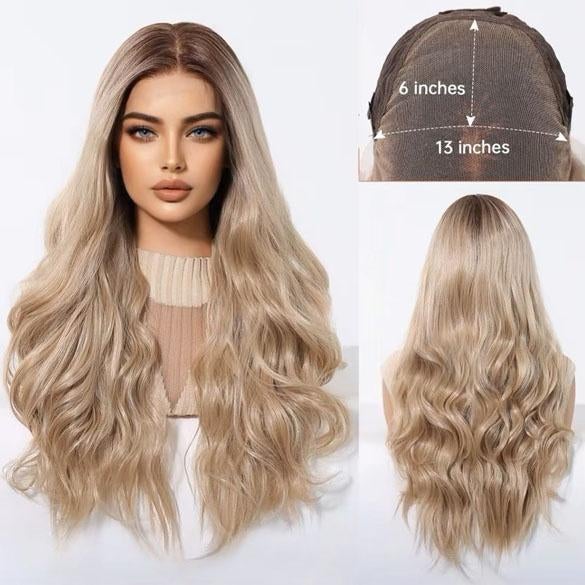 Mono top swiss lace pruik lang blond haar zonder pony Christ, Verzenden, Nieuw