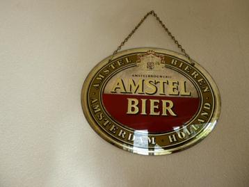 GLAZEN SPIEGEL BROUWERIJ BORDJE"AMSTEL BIER"UIT JAREN 60/70 beschikbaar voor biedingen