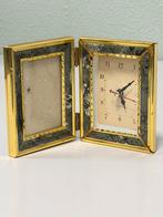 Horloge de table pliable vintage cadre photo aspect marbre, Enlèvement ou Envoi, Utilisé, Analogique, Autres types