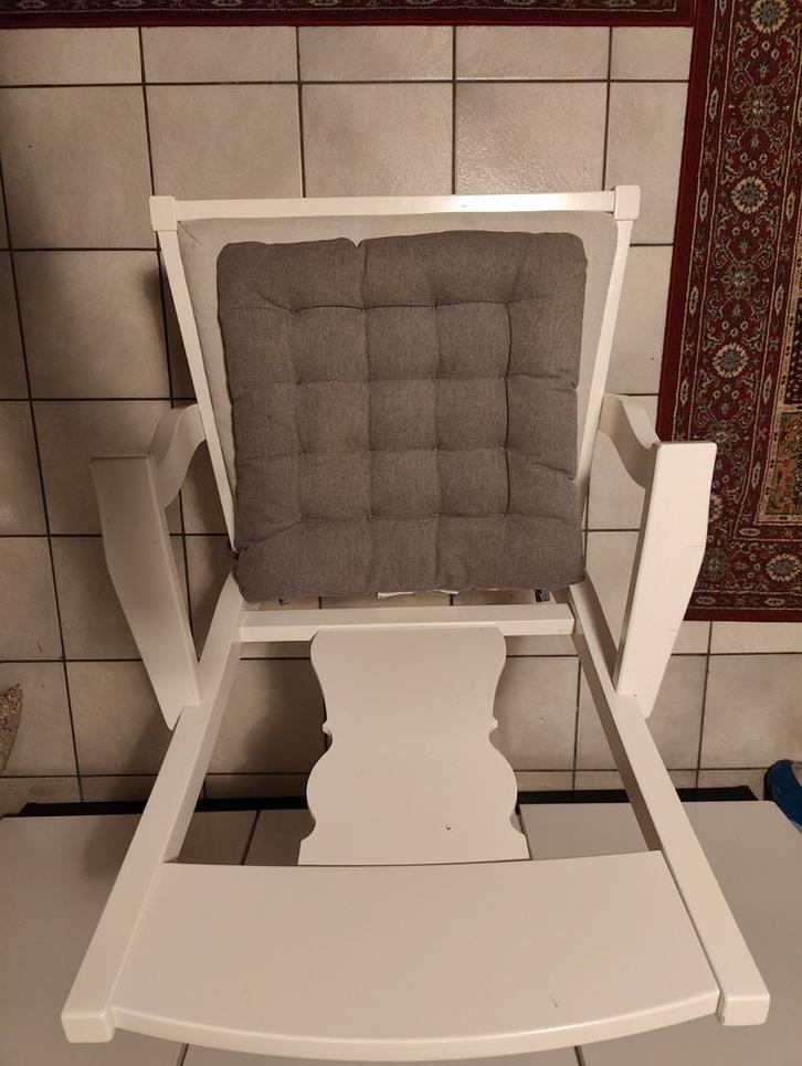 Set van 4 IKEA INGOLF-stoelen in massief wit hout, Huis en Inrichting, Stoelen, Eén, Hout, Grijs