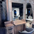 hout bruin kaptafel spiegel met bijzetkast kapsalon kapper, Enlèvement ou Envoi, Neuf