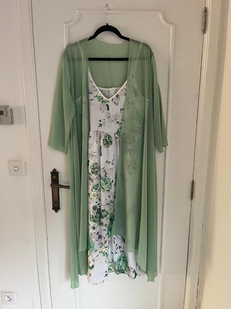 Robe d'ensemble et manteau long, taille 40, Taille 38/40 (M), Enlèvement ou Envoi, Comme neuf, Vert