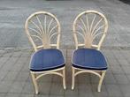 Prachtige vintage bamboe rotan stoelen&gestoffeerde zitting, Tuin en Terras, Ophalen