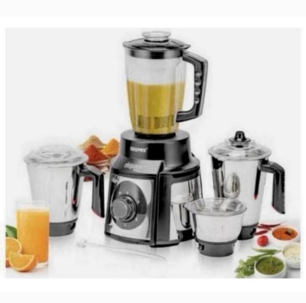1000W SET 5-in-1 Mixer Blender Juicer 1.5L + bekers rvs, 1 tot 2 liter, Nieuw, 3 snelheden of meer, Ophalen of Verzenden