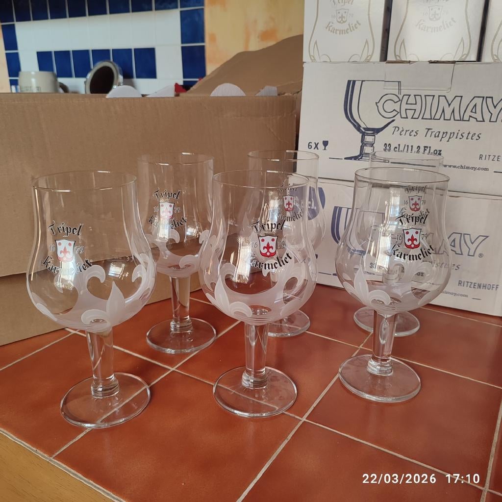 6 Verres Triple karmeliet ., Collections, Enlèvement, Neuf, Verre ou Verres, Autres marques