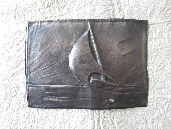 PLAQUE BAS RELIEF VOILIER EN ARGENT 925, Antiquités & Art, Curiosités & Brocante, Enlèvement ou Envoi