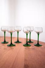 6 vintage wijnglazen luminarc - groene voet, Verzamelen, Ophalen, Zo goed als nieuw