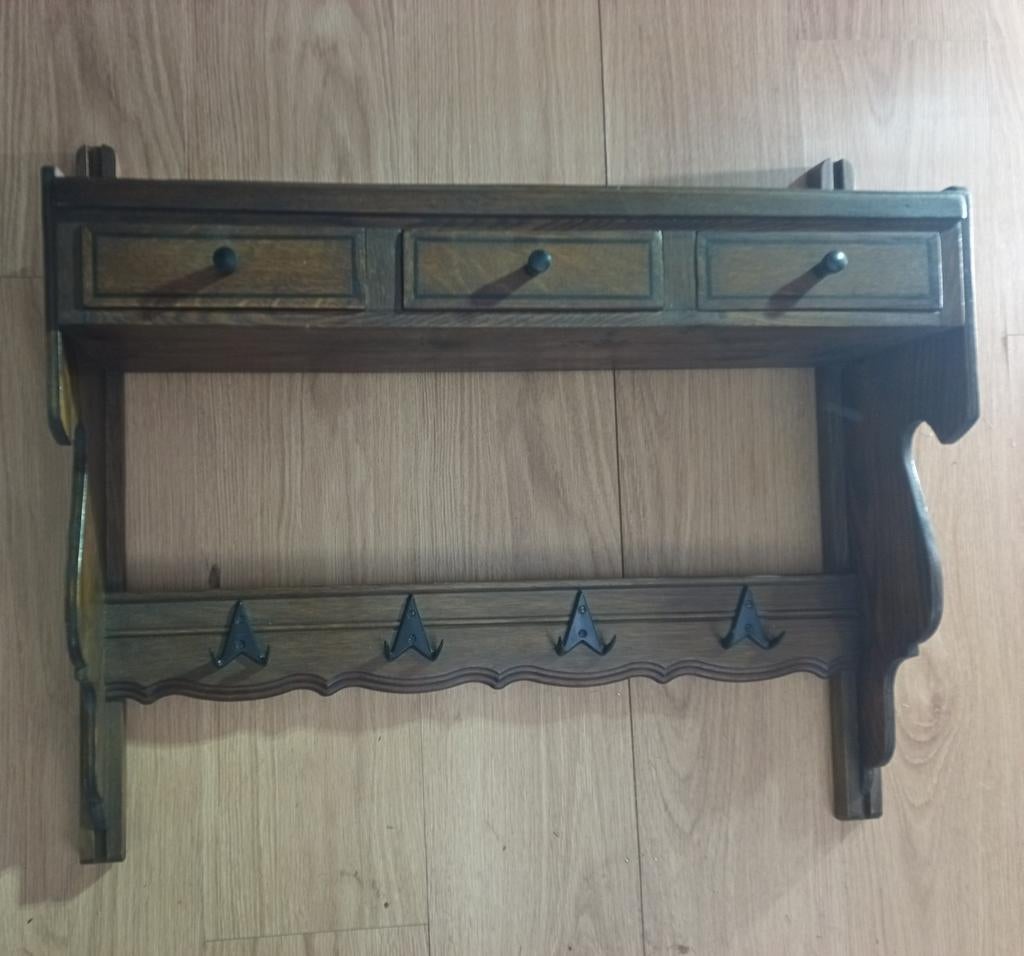 Antieke houten wandkapstok, Moins de 100 cm, Portemanteau mural, Comme neuf, Enlèvement