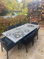 Buitentafel arduin met 6 stoelen, Ophalen, Overige materialen, Gebruikt, 6 zitplaatsen