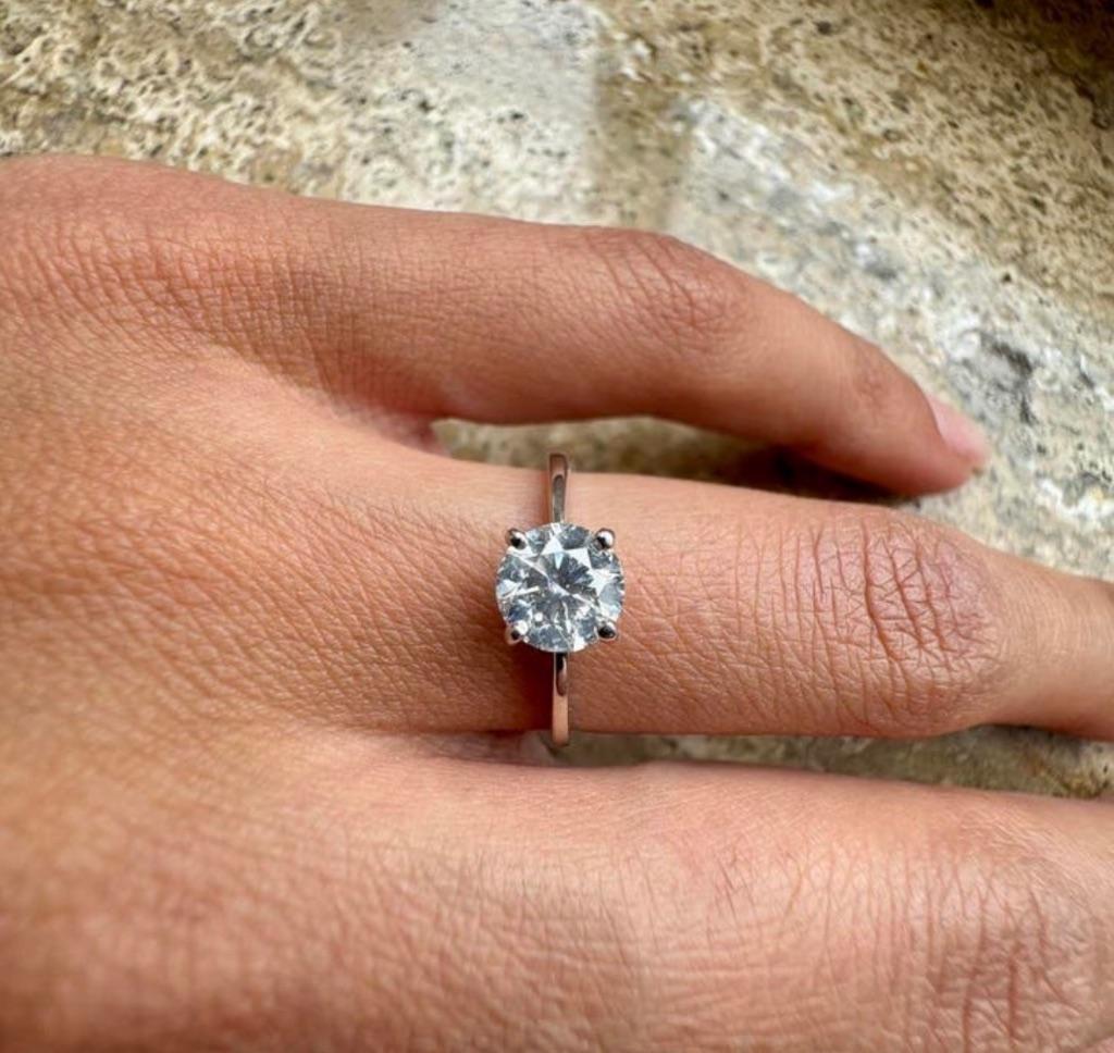 Bague de fiançailles 14ct, diamant naturel 1,01 ct *NOUVEAU*, Neuf, Enlèvement ou Envoi, Or, Or