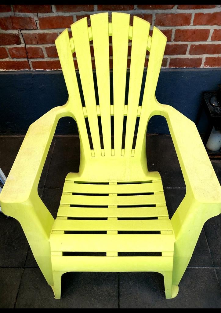 2 groene tuinstoelen groen, Ophalen, Gebruikt, Plastic