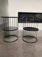 2x Bijzettafel / nachttafel zwart metaal, Ophalen, Zo goed als nieuw