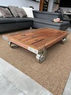 Table de salon teck et metal blanc, Maison & Meubles, Enlèvement, Comme neuf, Teck