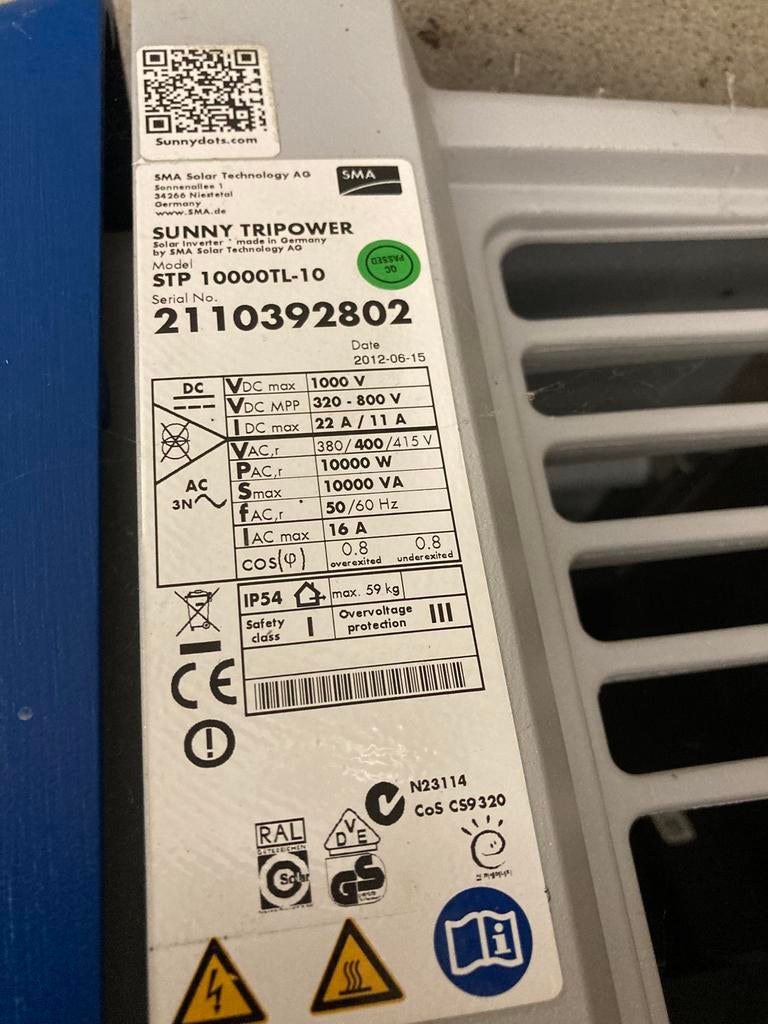 SMA Sunnyboy Tripower 10kw, Ophalen, Gebruikt