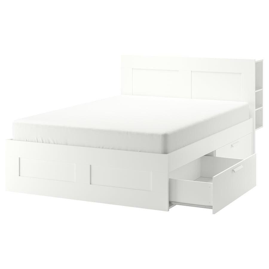 IKEA bed + bedside table + mattress – neat condition, Ophalen, Wit