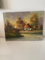 Oud klein schilderij op doek, Ophalen