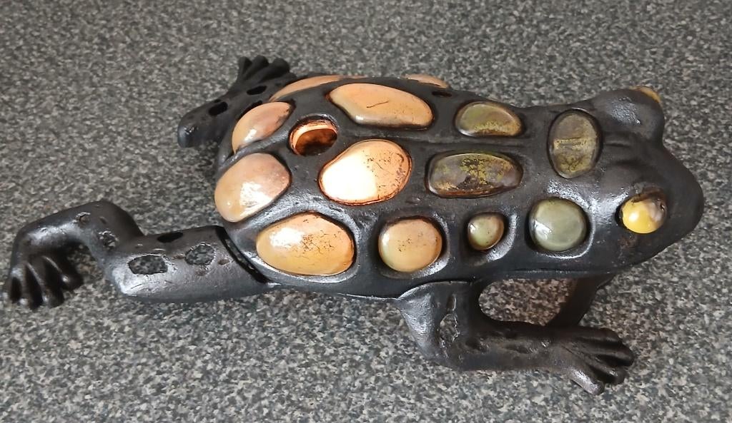 Gietijzeren kikker, Tuin en Terras, Tuinbeelden, Ophalen of Verzenden, Zo goed als nieuw, Metaal, Dierenbeeld