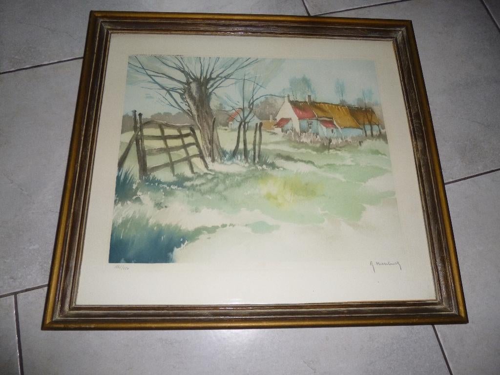 gesingeerde ets Roger Hebbelinck, Antiek en Kunst, Ophalen of Verzenden