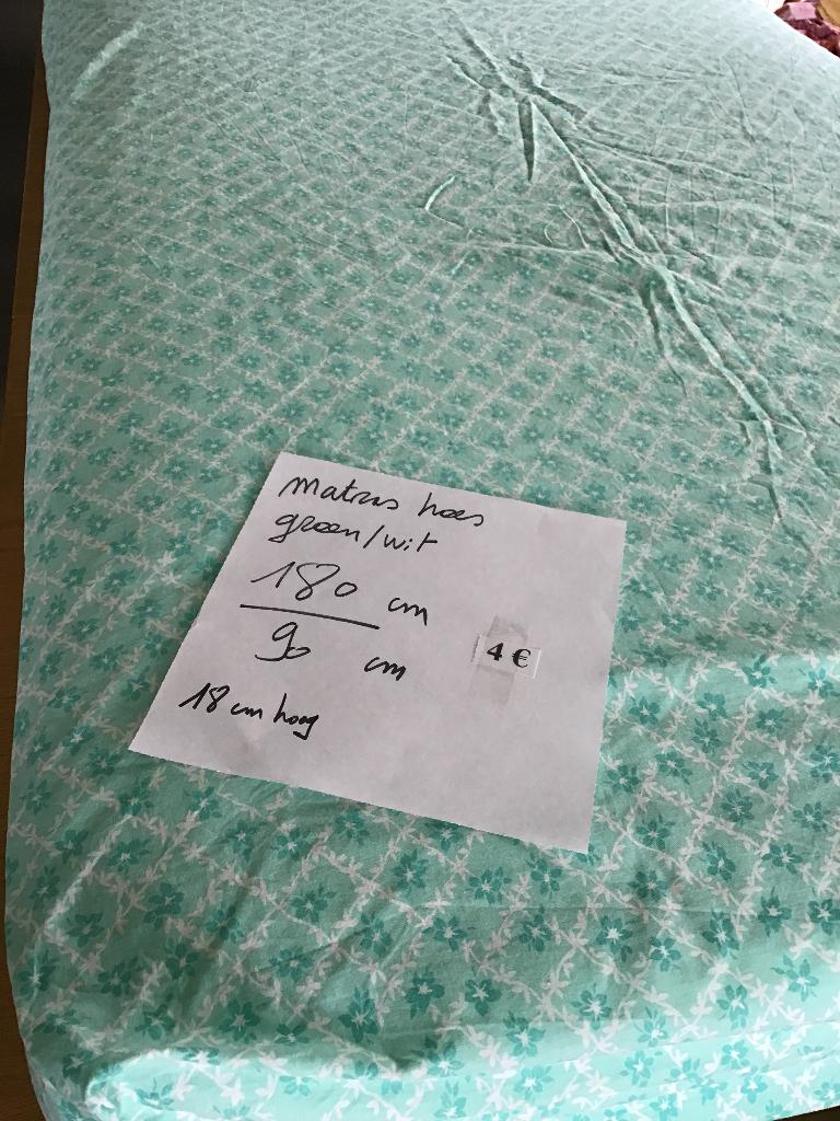 couvre-matelas vert/blanc 180 cm par 90 cm, Maison & Meubles, Enlèvement ou Envoi, Comme neuf, Blanc