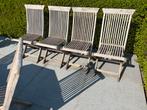 4 teak tuinstoelen, Tuin en Terras, Ophalen, Gebruikt, Teakhout, Inklapbaar