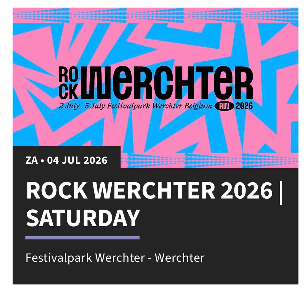 2 zaterdag tickets rock Werchter, Ophalen, Zo goed als nieuw