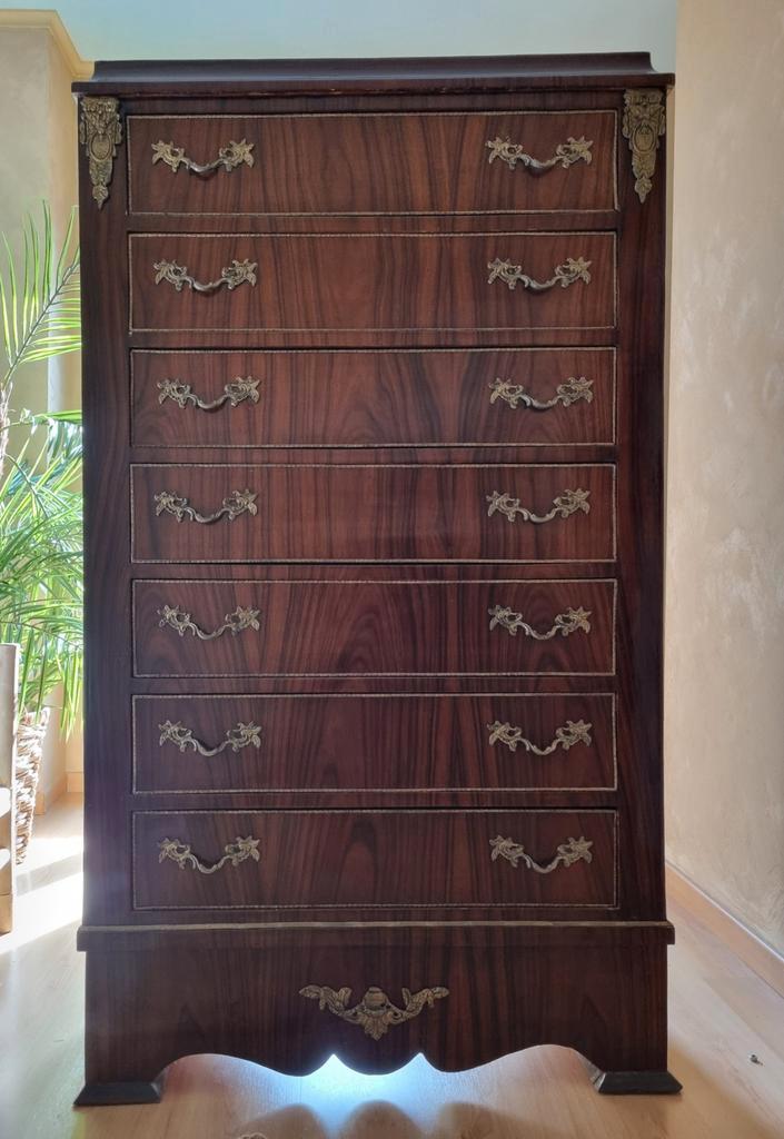 Barok ladekast/chiffonnier met 7 laden mahonie kleur, Antiek en Kunst, Antiek | Meubels | Kasten, Ophalen