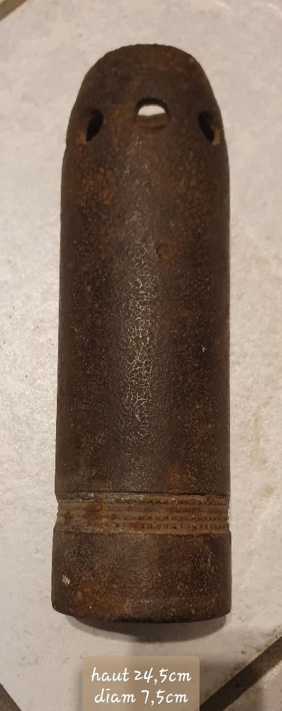 Obus fumigène(incendiaire allemand 75mm (1914-1918), Collections, Objets militaires | Général, Enlèvement ou Envoi, Armée de terre