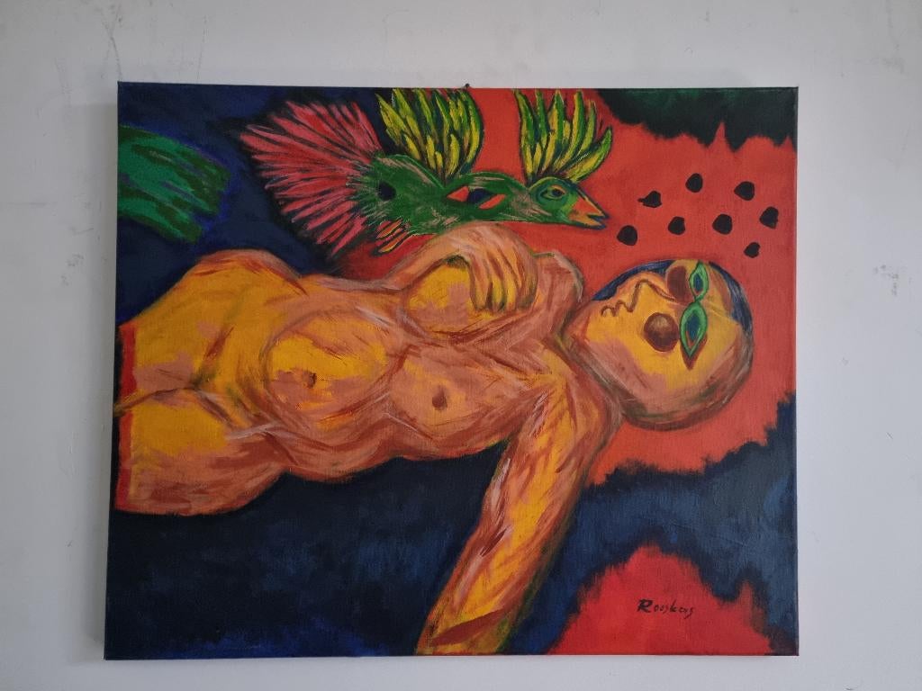 Cobra Groep  Anton Rooskens  Olie werk op doek, Ophalen