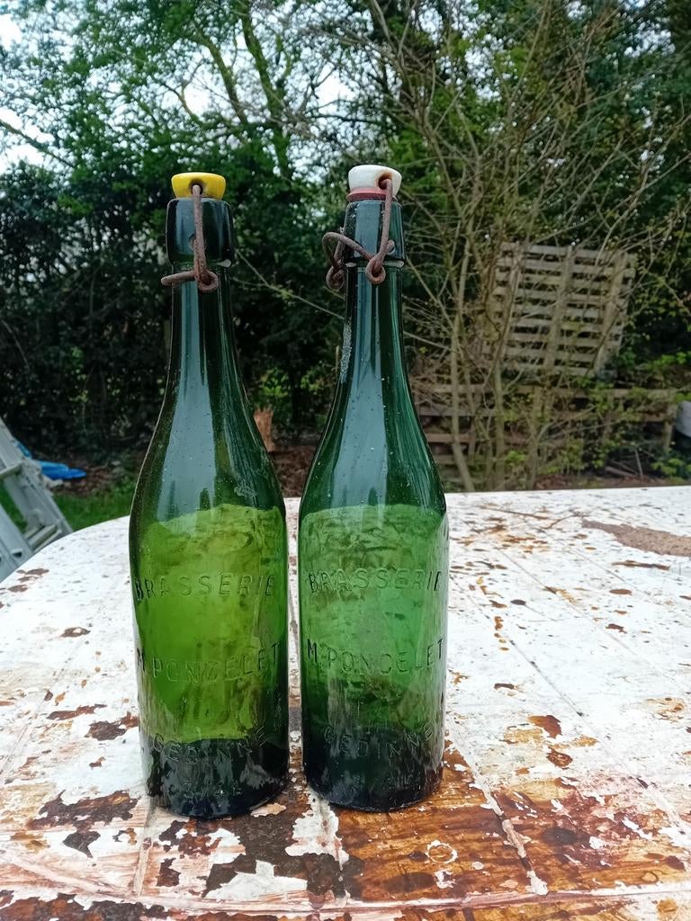 Oude vintage bierfles brouwerij Poncelet Gedinne, Verzamelen, Ophalen of Verzenden