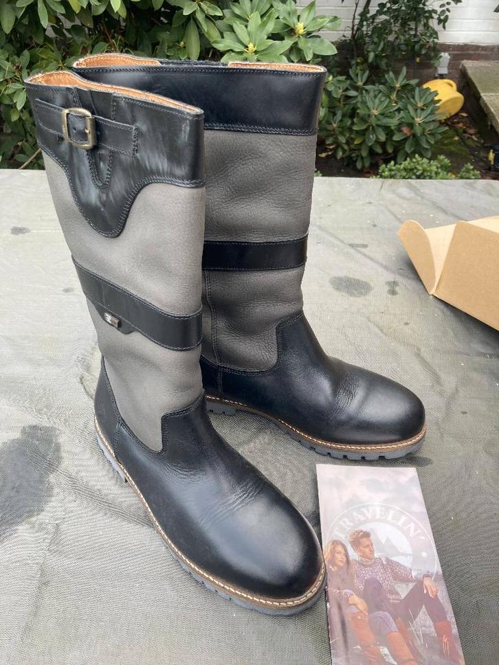 Travelin laarzen botten hoog leder grijs zwart maat 43 NIEUW, Vêtements | Hommes, Chaussures, Neuf, Noir, Enlèvement