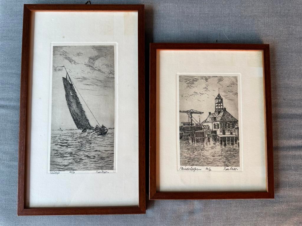 Gesigneerde Etsen Piet de Vries (1932-2003), Antiek en Kunst, Kunst | Etsen en Gravures, Ophalen, Landschap, Ets, Genummerd