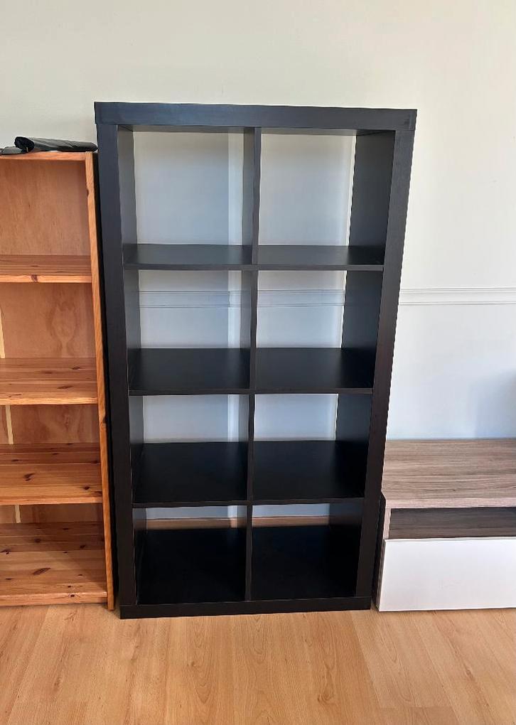Ikea kast Kallax 2x4 vakken (zwartbruin) – goede staat, Maison & Meubles, Armoires | Armoires murales, Utilisé, 100 à 150 cm, Moins de 150 cm