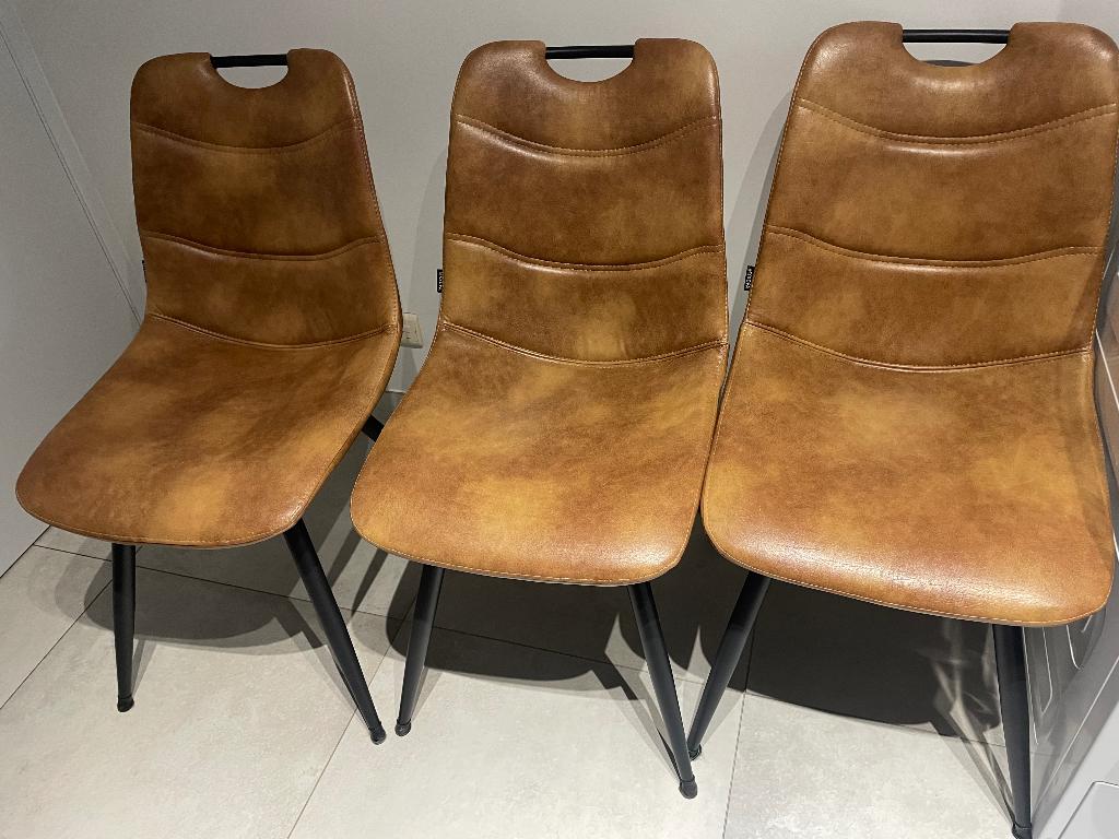 3 stoelen lederlook, Huis en Inrichting, Stoelen, Ophalen, Gebruikt