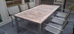 Tuinset tafel en 6 stoelen, Tuin en Terras, Ophalen, Inox, 6 zitplaatsen, Zo goed als nieuw