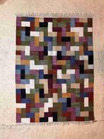 Kelim kleed geweven wol in kleurrijk mozaïek patroon 200/145, Ophalen of Verzenden, Huis en Inrichting