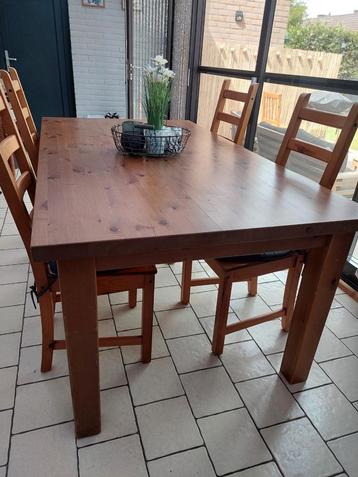 Massiefen grenen tafel met 4 stoelen, Enlèvement, Utilisé