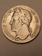 Zilverstuk 5 frank leopold gelauwerd 1hol randschrift 1833 b, Argent, Enlèvement, Monnaie en vrac, Argent