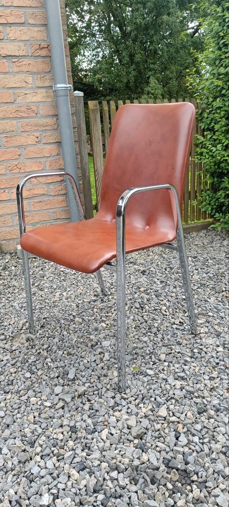 6 chaise vintage . 60/70, Maison & Meubles, Chaises, Utilisé, Deux, Métal, Autres matériaux, Brun, Enlèvement ou Envoi