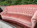 Zetel Vintage 3 zitter Mohair velours roze franjes, Ophalen of Verzenden, Zo goed als nieuw