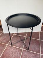 Mooie kleine tafel met rond zwart dienblad 45* 50 cm, Huis en Inrichting, Tafels | Sidetables, Ophalen, Gebruikt, Rond, Minder dan 50 cm