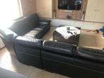 Groot zwart lederen hoeksalon, Ophalen, Gebruikt, Leer