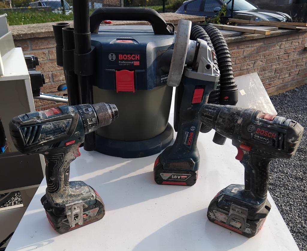 Pack 4 outils Bosch 18V, Bricolage & Construction, Outillage | Foreuses, Utilisé, Foreuse et Perceuse, Enlèvement