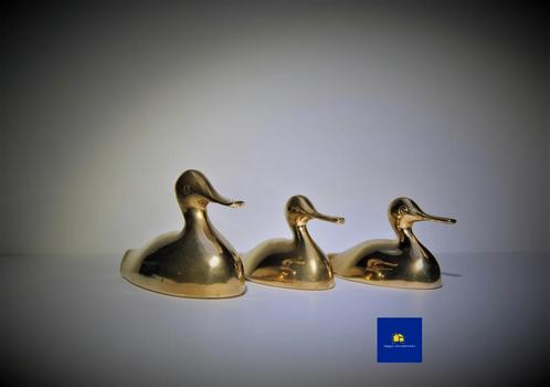 Vintage set van een familie eendjes, Antiek en Kunst, Antiek | Brons en Koper, Koper, Ophalen of Verzenden