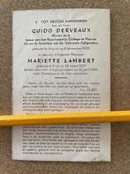 VLIEGTUIGONGEVAL DAMASCUS 10/4/1965 GUIDO DERVEAUX - LAMBERT, Ophalen of Verzenden, Bidprentje
