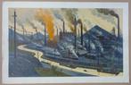 PIERRE PAULUS / LE PAYS INDUSTRIEL / CHROMOLITHO / 71x110cm, Ophalen of Verzenden