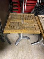Houten tafel met metalen poot, Huis en Inrichting, Ophalen, Gebruikt, Metaal, Vier personen